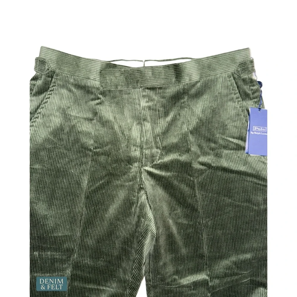 NEW Polo Ralph Lauren Olive Corduroy Pleated Straight Leg Pants‎ 32x33 Classic